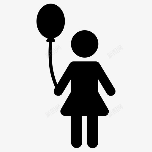 女孩气球孩子图标svg_新图网 https://ixintu.com 人们的收藏 女人 女儿 女孩 孩子 气球
