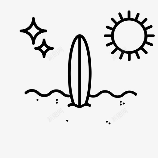 冲浪板沙滩夏日图标svg_新图网 https://ixintu.com 冲浪板 夏日 夏日氛围 沙滩
