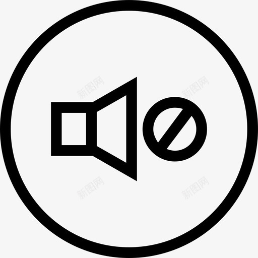 音量静音音频多媒体声音圆形线路图标svg_新图网 https://ixintu.com 多媒体声音圆形线路 音量静音 音频