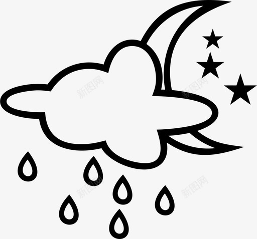 天气自然夜晚图标svg_新图网 https://ixintu.com 夜晚 夜晚天气 夜雨 天气 天气图标 自然
