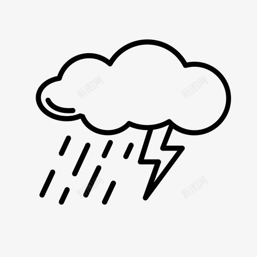雷云闪电雨图标svg_新图网 https://ixintu.com 天气 闪电 雨 雷云 风暴