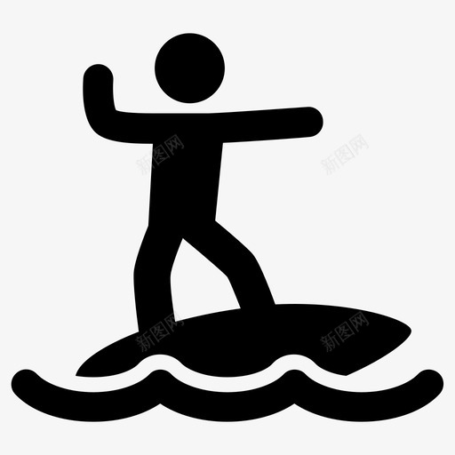 冲浪海滩大海图标svg_新图网 https://ixintu.com 冲浪 大海 海浪 海滩