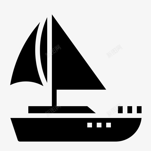 帆船大海船图标svg_新图网 https://ixintu.com 夏天 大海 帆船 海船水墨画 船
