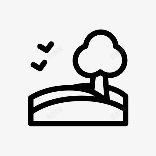 草地鸟类风景图标svg_新图网 https://ixintu.com 健康的空气 树木 草地 风景 鸟类