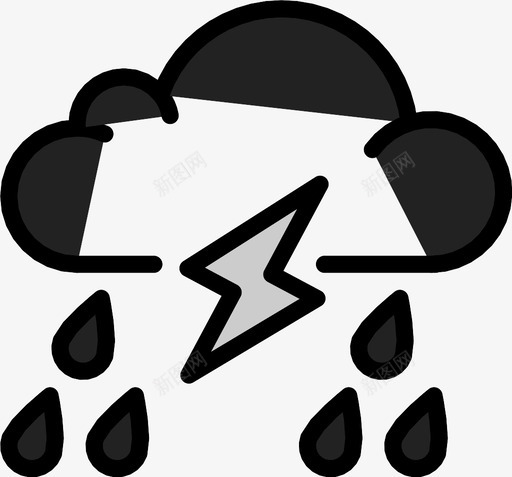 暴风雨闪电天气图标svg_新图网 https://ixintu.com 天气 暴风雨 闪电