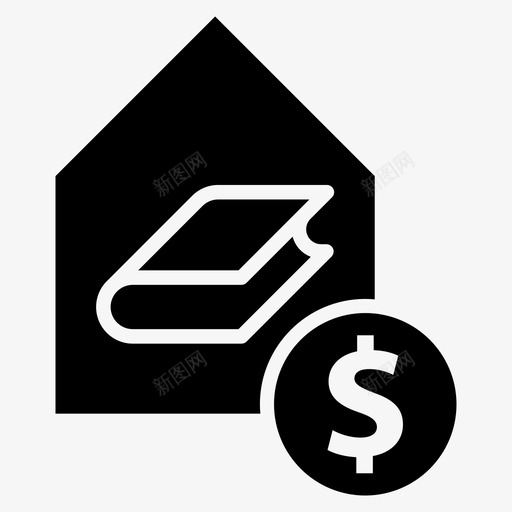 书店房子图书馆图标svg_新图网 https://ixintu.com 书店 出版商 图书馆 房子 租一本书 钱