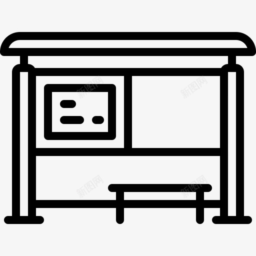 公共汽车站城市直线图标svg_新图网 https://ixintu.com 公共汽车站 城市 直线