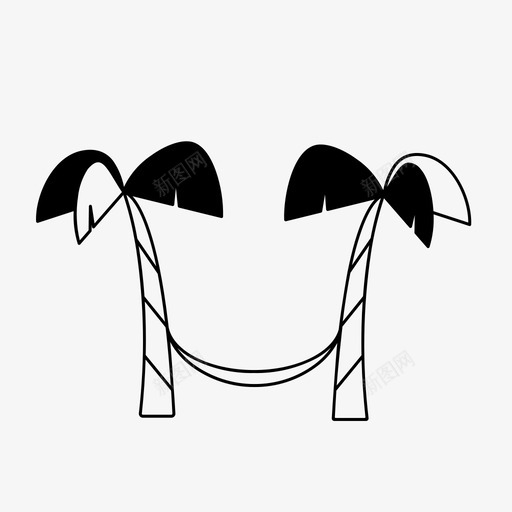 绿洲吊床棕榈树图标svg_新图网 https://ixintu.com 吊床 夏季 天堂 放松 棕榈树 热带 绿洲