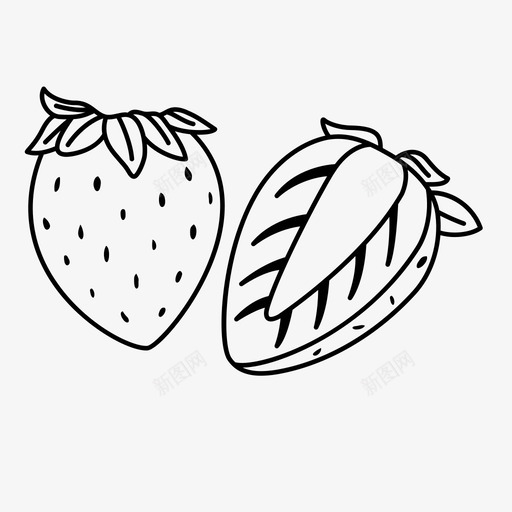草莓甜点食物图标svg_新图网 https://ixintu.com 咖啡食品 水果 甜点 红色 草莓 食物