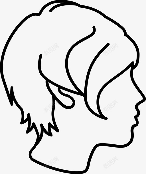 蓬松波波剪裁图标svg_新图网 https://ixintu.com 剪裁 女士 女性发型轮廓 时尚 款式 波波 蓬松