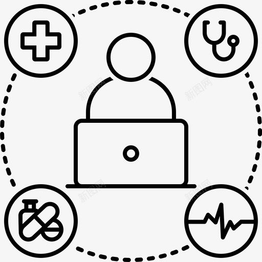 在线医疗帮助医生笔记本电脑图标svg_新图网 https://ixintu.com 医生 听诊器 在线医疗帮助 笔记本电脑