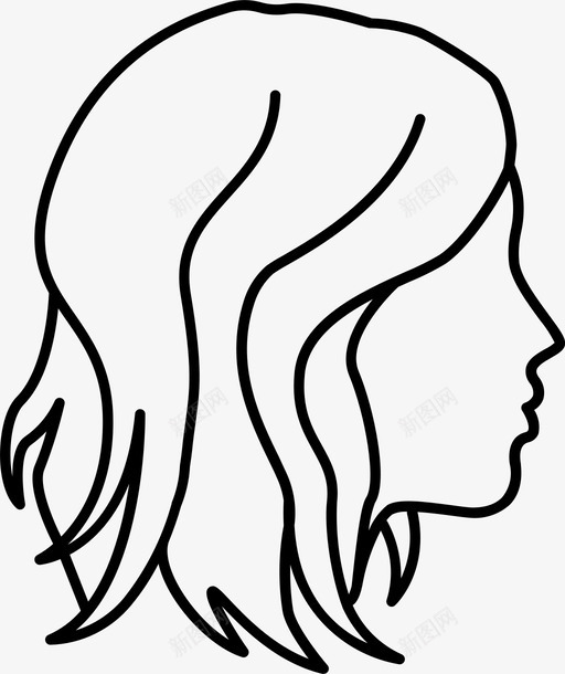沙格女孩头发图标svg_新图网 https://ixintu.com 大头 头发 女孩 女性发型轮廓 沙格 莎莉 蓬松