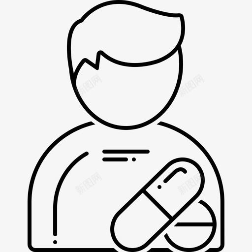 男病人药片图标svg_新图网 https://ixintu.com 男病人 药片