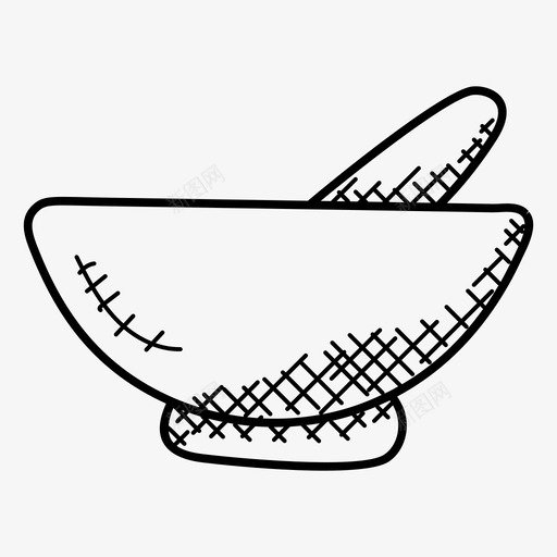 臼齿杵药碗药剂师图标svg_新图网 https://ixintu.com 医疗和健康涂鸦图标 臼齿杵 药剂师 药剂师工具 药碗