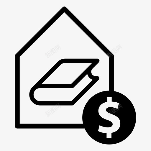 书店房子图书馆图标svg_新图网 https://ixintu.com 书店 出版商 图书馆 房子 租一本书 钱