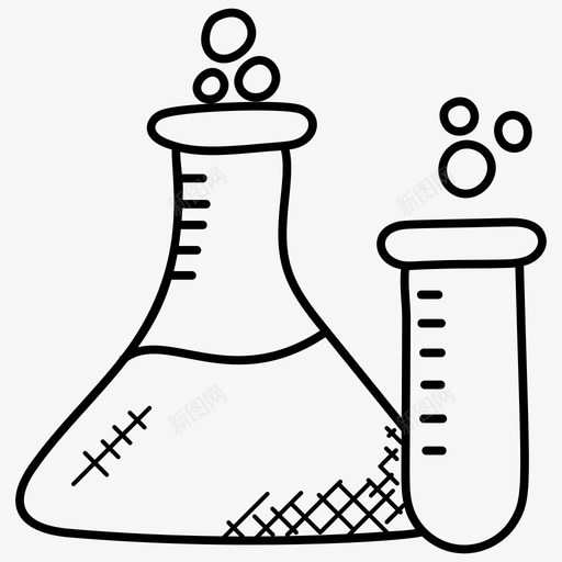 试管化学烧瓶实验室玻璃器皿图标svg_新图网 https://ixintu.com 化学烧瓶 医疗和健康涂鸦图标 实验室玻璃器皿 样品管 研究 试管