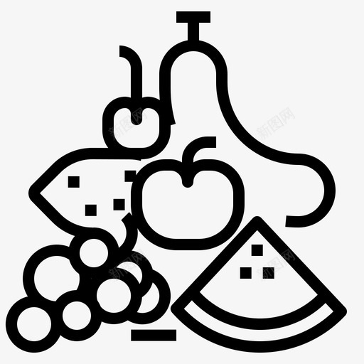 水果苹果樱桃图标svg_新图网 https://ixintu.com 健康 健康营养 樱桃 水果 苹果 葡萄 西瓜