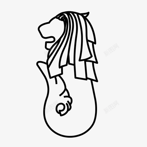 鱼尾狮圣淘沙新加坡图标svg_新图网 https://ixintu.com 圣淘沙 手绘插画 新加坡 游客 雕像 鱼尾狮