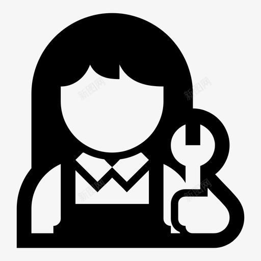 女技工修理工维修工图标svg_新图网 https://ixintu.com 修理工 女技工 工具 扳手 维修工 职业