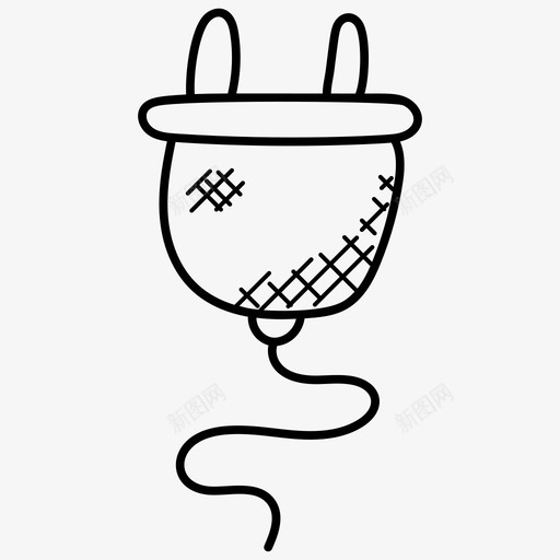 电源插头电源线办公室涂鸦图标svg_新图网 https://ixintu.com 办公室涂鸦图标 电源插头 电源线