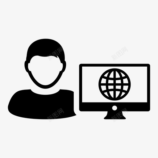 用户计算机地球仪图标svg_新图网 https://ixintu.com 4个用户图标与计算机显示器矢量符号 互联网 地球仪 显示器 用户 网络 计算机