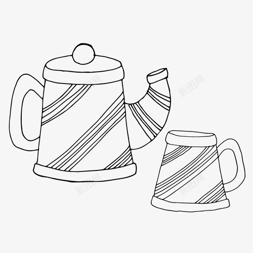 采购产品水壶和杯子水壶和杯子饮料图标svg_新图网 https://ixintu.com 手绘 水壶和杯子 盘子 茶 茶壶和杯子 采购产品水壶和杯子 餐具 饮料