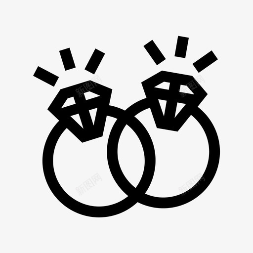 两枚钻戒情侣订婚图标svg_新图网 https://ixintu.com 两枚钻戒 婚礼 情侣 结婚 订婚