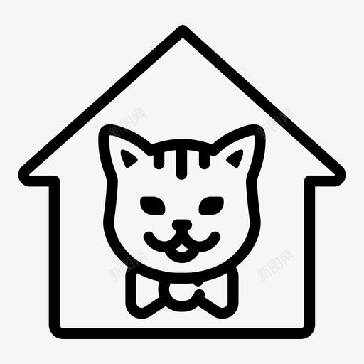 动物收容所猫家图标svg_新图网 https://ixintu.com 动物收容所 宠物 家 拉卡猫 猫