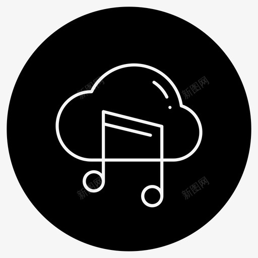 音乐云娱乐多媒体图标svg_新图网 https://ixintu.com 声音 多媒体 娱乐 音乐云 音乐图标细圆轮廓