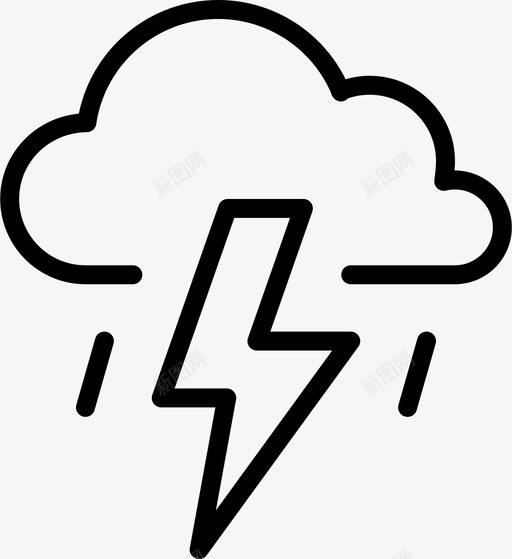 雷云预报图标svg_新图网 https://ixintu.com 云 天气稀薄 闪电 雨 雷 预报 风暴