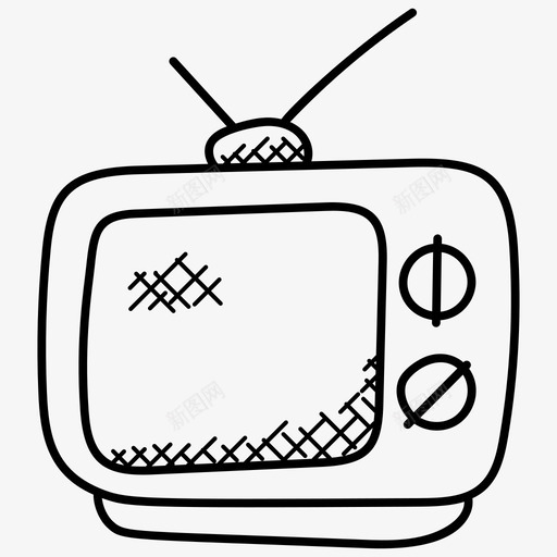 电视天线电视复古电视图标svg_新图网 https://ixintu.com 复古电视 天线电视 电视 电视机 通讯涂鸦图标