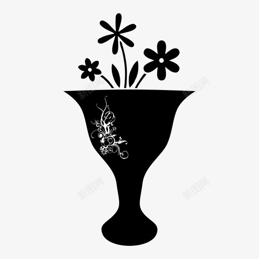 花瓶装饰品花图标svg_新图网 https://ixintu.com 器皿 花 花园 花瓶 装饰品 陶器