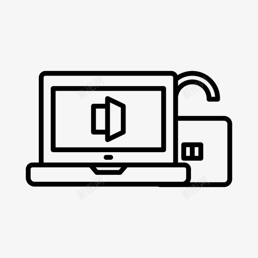 打开进入密码图标svg_新图网 https://ixintu.com 密码 打开 挂锁 笔记本电脑 解锁 进入