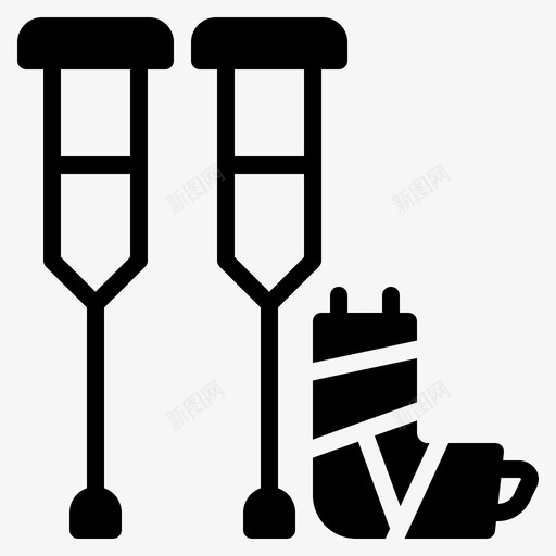 拐杖折断受伤图标svg_新图网 https://ixintu.com 医院 受伤 折断 拐杖 用品 腿