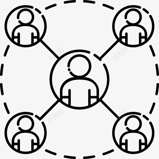 人脉网连线群组图标svg_新图网 https://ixintu.com 人脉网 群组 联网 虚线人 虚线人影 连线