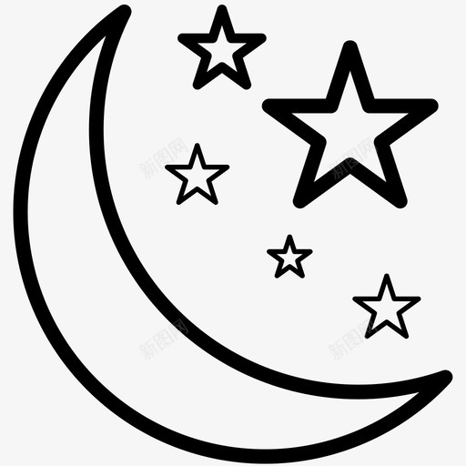 月亮开斋节夜晚图标svg_新图网 https://ixintu.com 夜晚 开斋节 收藏品20 星星 月亮