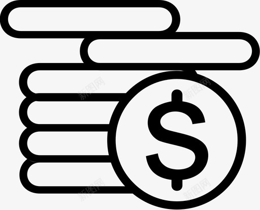 钱现金硬币图标svg_新图网 https://ixintu.com 消费 现金 硬币 美元 金融 钱 银行