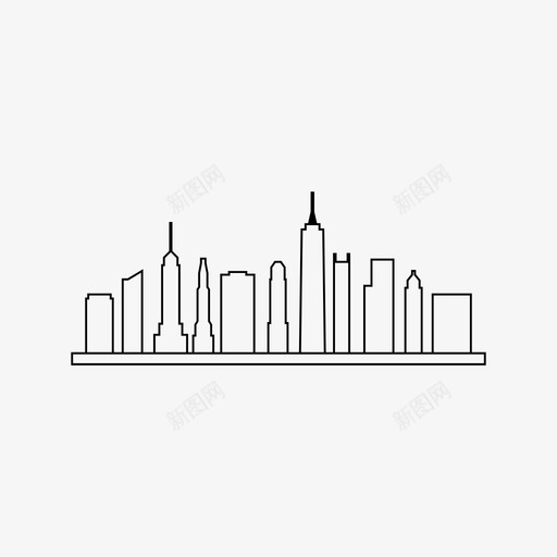 纽约天际线建筑摩天大楼图标svg_新图网 https://ixintu.com 塔楼 建筑 摩天大楼 纽约天际线