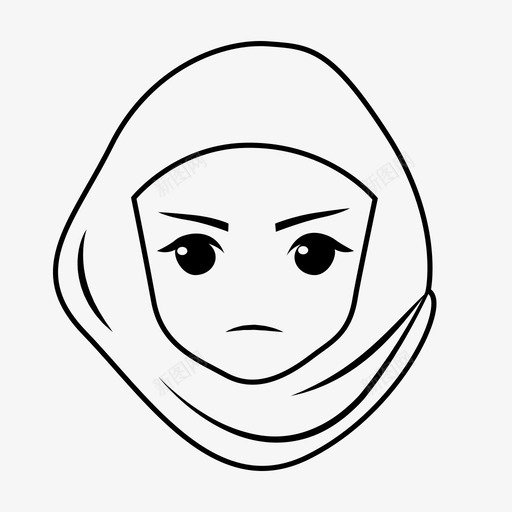疯狂表情女孩图标svg_新图网 https://ixintu.com 伊斯兰教 头巾 头巾女孩表情 女孩 摩斯利姆 疯狂 表情