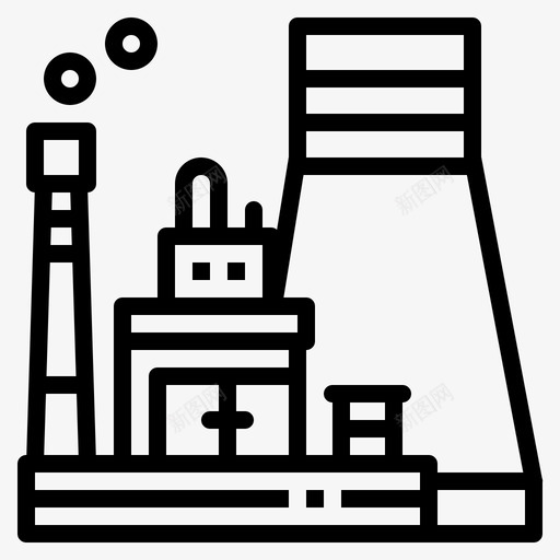 发电厂建筑工业图标svg_新图网 https://ixintu.com 发电厂 工业 建筑 电站