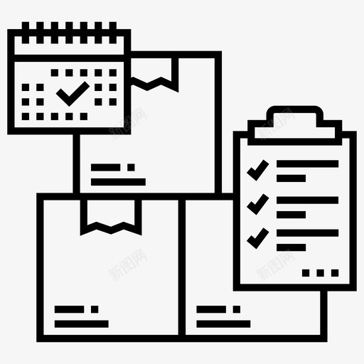 快递箱子日历图标svg_新图网 https://ixintu.com 剪贴板 包裹 快递 提纲收藏 日历 箱子