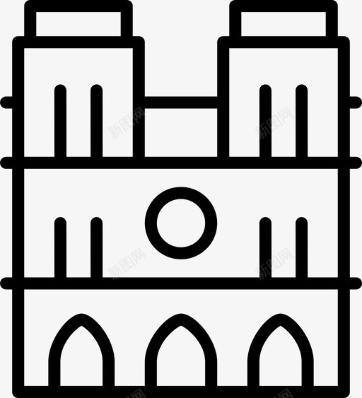 圣母院建筑大教堂图标svg_新图网 https://ixintu.com 世界地标性建筑 哥特式 圣母院 大教堂 巴黎 建筑 法国