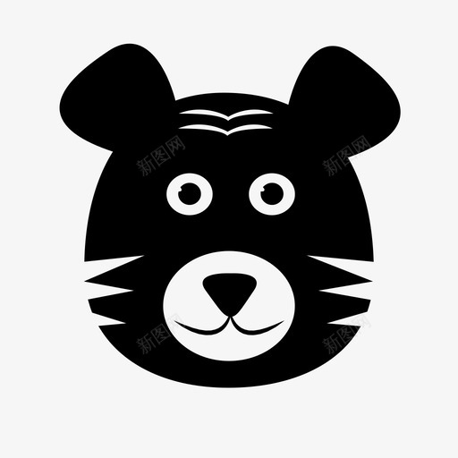 老虎动物野生的图标svg_新图网 https://ixintu.com 动物 单色的动物脸 老虎 野生的
