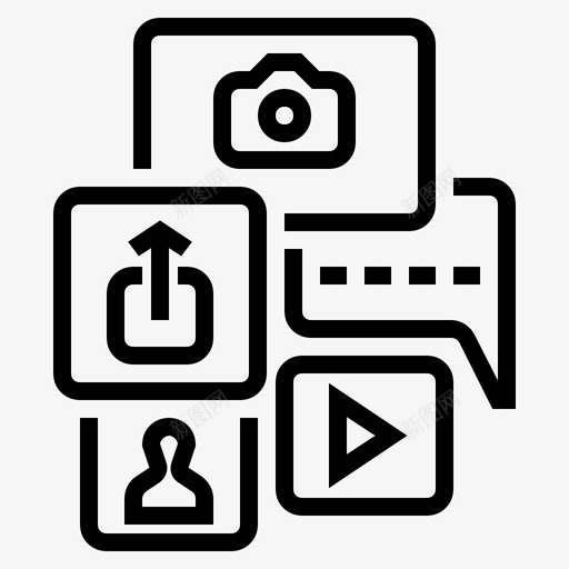社交媒体帐户活动图标svg_新图网 https://ixintu.com 个人资料 分享 帐户 数字营销图标 活动 社交媒体