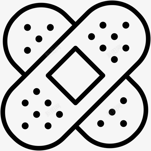 绷带固定器贴片图标svg_新图网 https://ixintu.com 伤口 固定器 治疗 绷带 膏药 药物 贴片