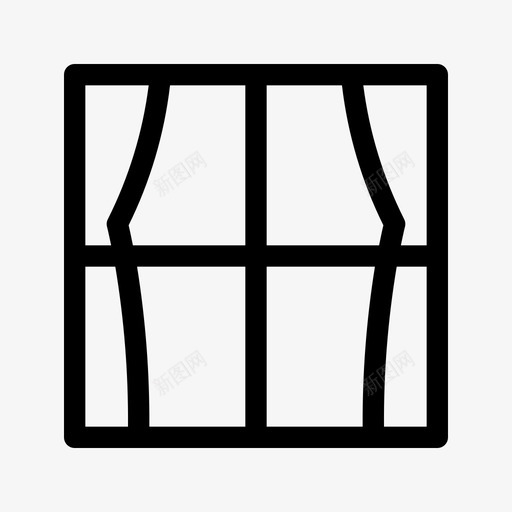 窗帘窗窗帘室内图标svg_新图网 https://ixintu.com 客厅 室内 室内线 窗帘 窗帘窗
