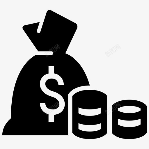 现金袋子硬币图标svg_新图网 https://ixintu.com 现金 生意4 硬币 袋子 金融 钱