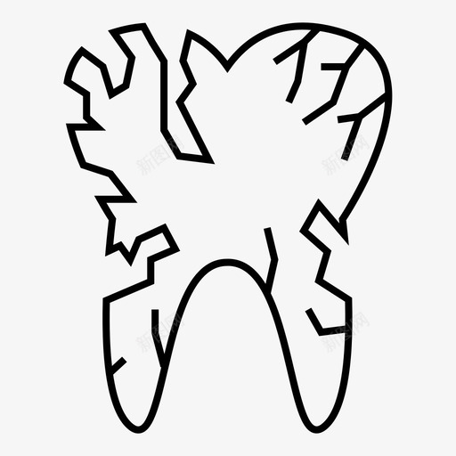 破碎龋齿蛀牙图标svg_新图网 https://ixintu.com 健康 牙齿 破碎 蛀牙 龋齿
