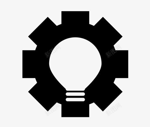 实现齿轮灯泡图标svg_新图网 https://ixintu.com 业务 实现 灯泡 设置 齿轮