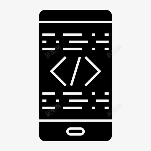 移动应用程序代码图标svg_新图网 https://ixintu.com 代码 应用程序 开发人员 智能手机 移动 编码